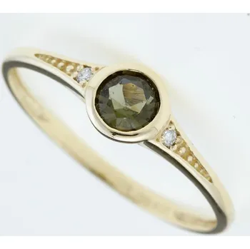 Prsten My Moldavite Zlatý prsten s vltavínem a brilianty 3144-4256 55 mm
