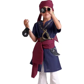 Karnevalový kostým CoolChange Dětský kostým pirát sada Wine Red 9 dílů