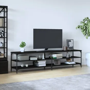 Televizní stolek vidaXL TV skříňka černá 200 x 30 x 50 cm kompozitní dřevo a kov