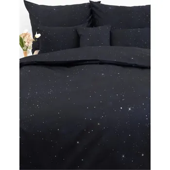 Povlečení MKLuzkoviny.cz Saténové povlečení - Hvězdná obloha 140 x 200, 70 x 90 cm nitěné knoflíky