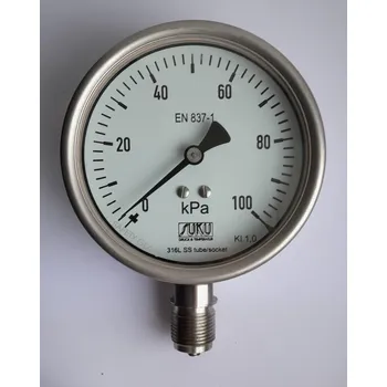 manometr celonerezový SUKU pr. 100mm, spodní přípoj M20x1,5, rozsah 0-100 kPa, 1%