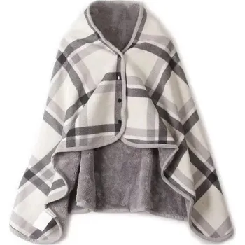 Dětská deka Deka se zapínáním na knoflíky 135 x 80 cm Dvouvrstvá hřejivá přikrývka s kostkovaným vzorem Multifunkční deka na doma kancelář i cestování