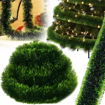 Vánoční dekorace VÁNOČNÍ ŘETĚZ zelený 6m VÁNOČNÍ GIRLANDA NA STROMEČEK XXL silný 12 cm