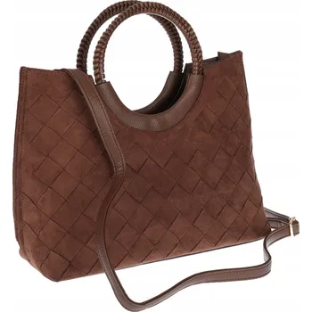 Dámská semišová kabelka typu kufřík, Kabelka Přes Rameno, elegantní malá hnědá kabelka 4192 - Čokoládová