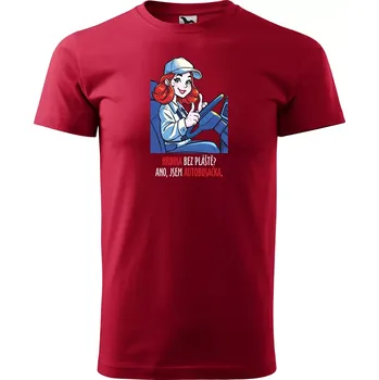 Pánská móda Sablio Tričko s potiskem Ano, jsem autobusačka - červené 5XL