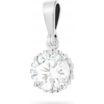 Přívěsek STŘÍBRNÝ PŘÍVĚSEK PŘÍVĚSEK ryzost 925 Klasický s kulatou bílou zirkonií