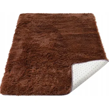 Koberec KOBEREC SHAGGY 120X170 CM HNĚDÝ MĚKKÝ PLYŠOVÝ DO LOŽNICE PROTISKLUZOVÝ