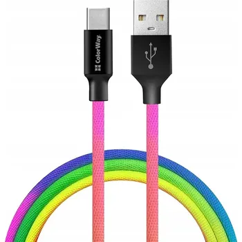 Datový kabel Kabel ColorWay USB - USB typ C 1 m vícebarevný