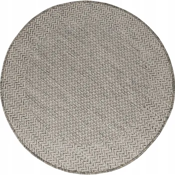 Koberec KOBEREC KULATÝ VENKOVNÍ PROUŽKOVÝ VZOR ZIG ZAG STROMEČEK NA BALKON DŽÍNOVÝ prům. 160 cm