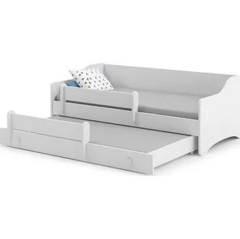Dětská postel Dvojlůžko ERYK s šuplíkem a zábranou 160x80 bílá rukojeť