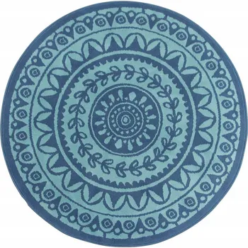 Koberec Průměr 120 cm TYRKYSOVÝ KULATÝ KOBEREC ROZETA MANDALA LUNA BOHO POD STOLEK