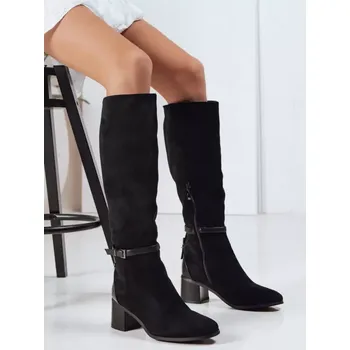 Dámské kozačky Dámské boty DSTREET ZY1243 ČERNÁ 38