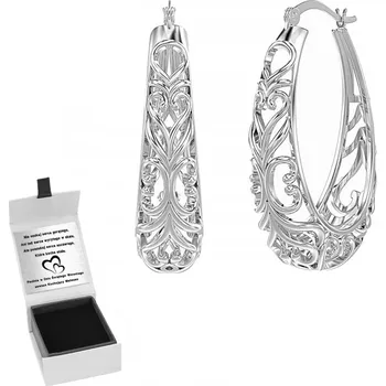 Náušnice STŘÍBRNÉ NÁUŠNICE RHODIOVANÉ VZOROVANÉ VISACÍ STŘÍBRO 925 PRO ŽENU S GRAVÍROVÁNÍ