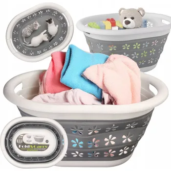 Koš na prádlo Volně stojící koš na prádlo ToolSpace 25 l bílý, šedý