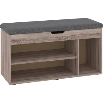 Slevadoma Botník B-08 se sedákem Barva: dub truffle, Materiál: tkanina - savannah tmavě šedá