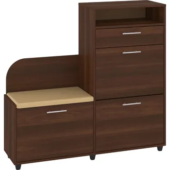 Slevadoma Botník B-05 se sedákem Barva: ořech - tmavý, Materiál: koženka - káva