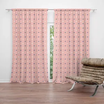 Závěs Sablio Závěs Srdíčka na růžové: 2ks 140x250cm