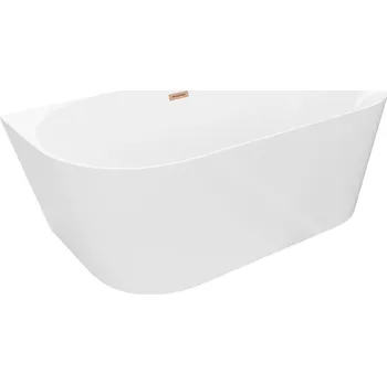 Vana Mexen Oval Slim volně stojící přistěnná vana 170 x 80 cm, bílá, přepad kartáčovaný měď - 52661708000-65 Volně stojící vany