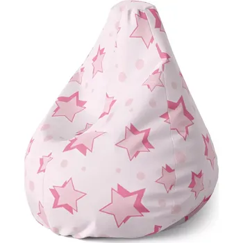 Sedací pytel Sablio Sedací vak Pear Růžové hvězdy - 140 x 100 x 25 cm