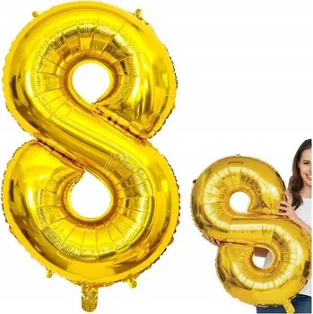 Balónek Fóliový balónek k narozeninám, oslavě - ČÍSLICE 8 (osm), ZLATÝ, VELKÝ XXL, 100 cm