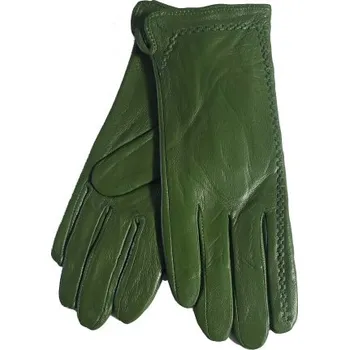 Rukavice Dámské zateplené rukavice z pravé kůže zelené, Velikost L
