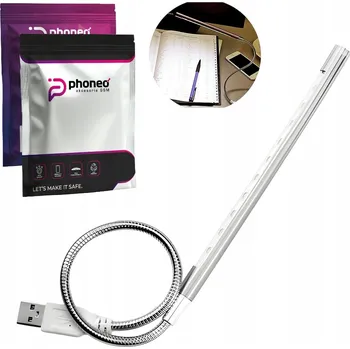 Lampička FLEXIBILNÍ LED LAMPičKA na USB pro LAPTOP, POČÍTAČ, NABÍJEČKU, TV - STŘÍBRNÁ