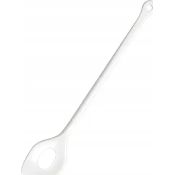 Vařečka Waca Dřevěná lžíce s otvorem 310 mm, bílá, model Kunterbunt