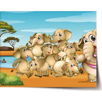 Plakát Sablio Plakát Sloni - 120x80 cm