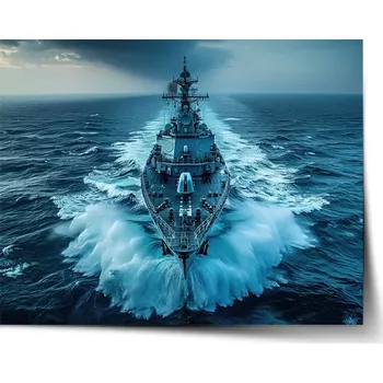 Plakát Sablio Plakát Válečná loď prorážející oceán - 60x40 cm
