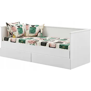 Postel Skládací postel s dekorem dřeva Kobi 160x200 bílá