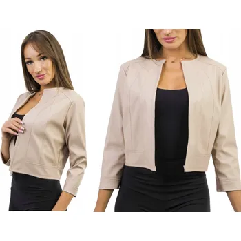 Dámské sako SAKO M107 BOLERO Z EKO KŮŽE BÉŽOVÁ vel. 46 (XXXL)
