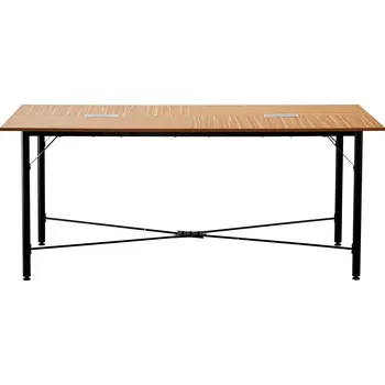 Konferenční stolek Vevor Konferenční stůl 1800 mm pro 6–8 osob, obdélníkový, kovové nohy, hnědý