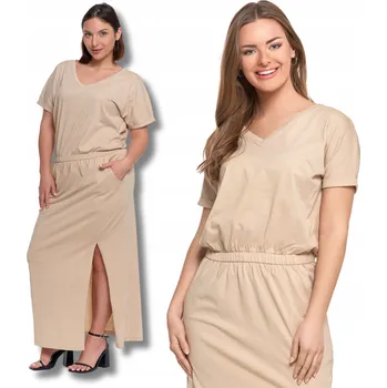 Dámské šaty Dámské maxi ŠATY s rozparkem, dlouhé hladké letní šaty MORAJ XXL