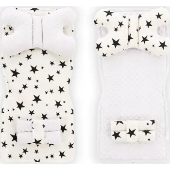 Příslušenství pro přepravu dětí Oboustranná podložka do kočárku 4v1 DOTS bílá, černé hvězdy