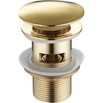 sítko a zátka do dřezu Mexen uzavíratelná umyvadlová výpusť kulatý, ClickClack, velká zátka, s přepadem, Zlatá, 79920-50
