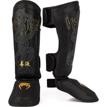 Chránič holeně pro bojový sport Venum Serpenti Shin Guards - Black/Silver/Gold Velikost: L