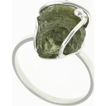 Prsten My Moldavite Stříbrný prsten s přírodním vltavínem 25-008-14782 57.5 mm