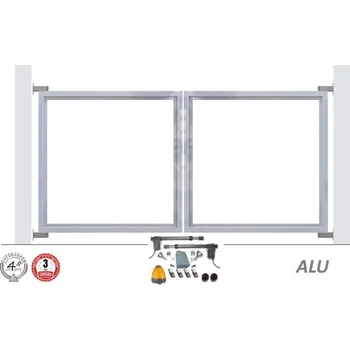 brána Dvoukřídlá brána hliníková vč. pohonů bez sloupků - 3500 x 1000-2000 mm