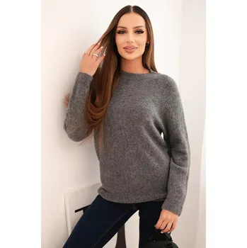 Dámský svetr Dámský svetr z baby alpaky s dlouhým rukávem šedý UNI