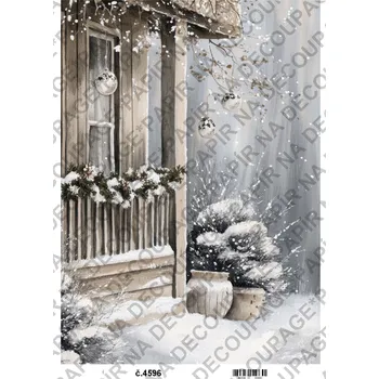 Umělecký papír Rýžový a soft papír na decoupage - Zimní vintage šedobéžová - KB4596 Materiál: Soft, Rozměr: A4