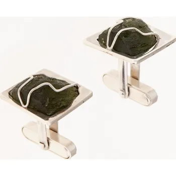 Manžetový knoflíček My Moldavite Stříbrné manžetové knoflíky s přírodními vltavíny 1752-7901