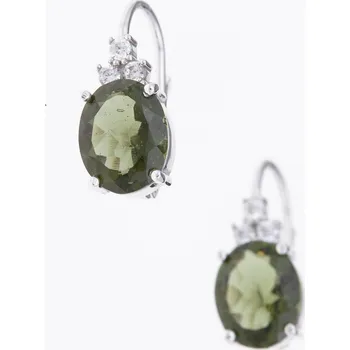 Náušnice My Moldavite Stříbrné náušnice s vltavíny a zirkony 024Z