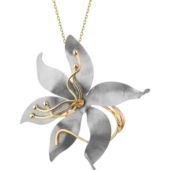 Brož Brož – přívěsek z pozlaceného stříbra a titanu – květ - AP544-2553