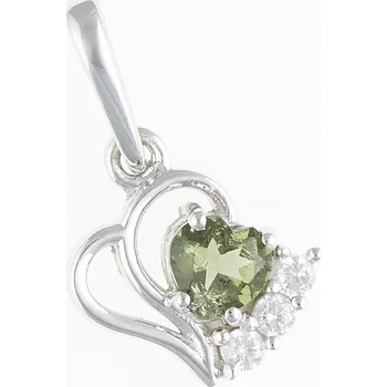 Přívěsek My Moldavite Stříbrný přívěsek s vltavínem a zirkony 141Z