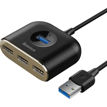 USB hub Baseus Square HUB USB 3.0 - 4 x USB rozbočovač černý / 1m CAHUB-AY01