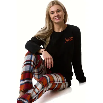 Dámské pyžamo Dámské pyžamo fleece hřejivé kostkované kalhoty mikina Heat 1Z1207 oranžová l