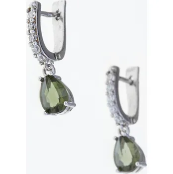 Náušnice My Moldavite Stříbrné náušnice s vltavíny a zirkony 2019-1