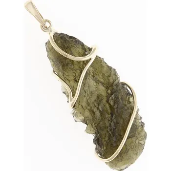 Přívěsek My Moldavite Zlatý přívěsek s přírodním vltavínem 8551
