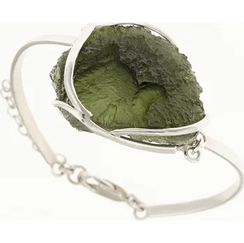 Náramek My Moldavite Stříbrný náramek s přírodním vltavínem 10328 16 cm