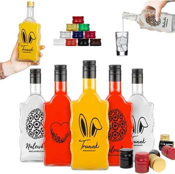 Obraz 5x Skleněné lahve na Velikonoce FALA 500ml s potiskem Na likéry a Likéry